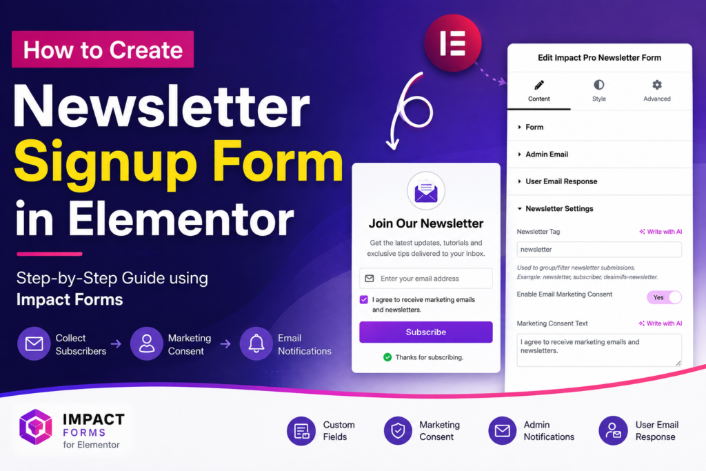 Newsletter Signup Form in Elementor